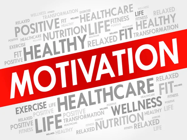 Motivatie Word Cloud Collage Gezondheid Concept Achtergrond — Stockvector