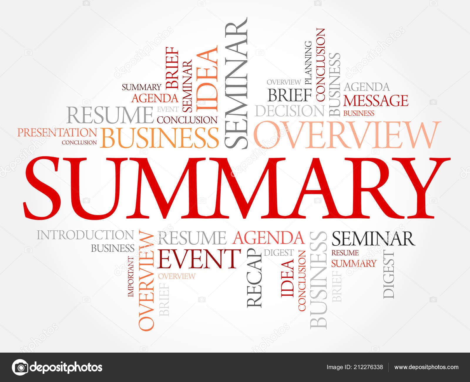 Summary Word Cloud Collage Business Concept Background — Stock Vector