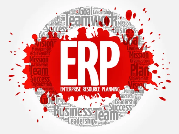 Erp Enterprise Resource Planning Circle Word Cloud Business Concept — Stock Vector