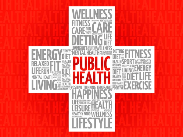 Public Health Word Cloud Health Cross Concept Background — Stock Vector