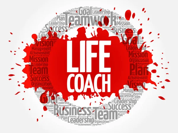 Life Coach Kreis Wort Cloud Geschäftskonzept — Stockvektor