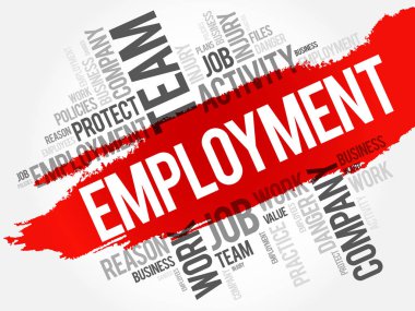 İstihdam kelime bulutu kolaj, iş kavramı arka plan