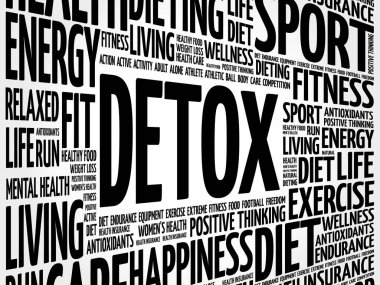 Detoks kelime bulutu arka plan, sağlık kavramı