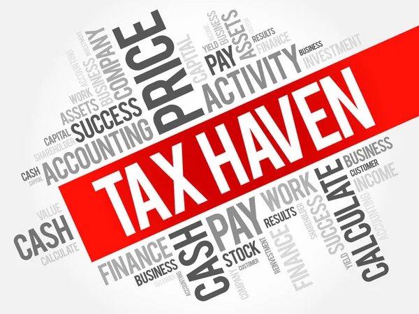 Tax Haven Mot Nuage Collage Concept Entreprise Arrière Plan — Image vectorielle