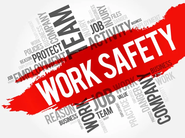 Work Safety Word Collage Terms Employee Company Business Concept Background — стоковый вектор