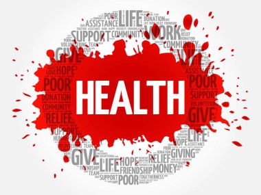 Sağlık sözcüğü bulut kolajı, kavram arka planı