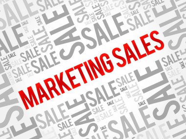 Pazarlama satış bulut arka plan, iş kavramı kelime