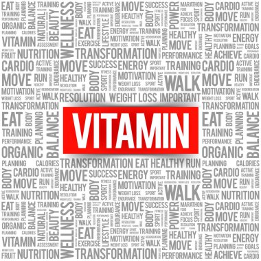 VITAMIN sözcüğü bulut kolajı, sağlık konsepti geçmişi