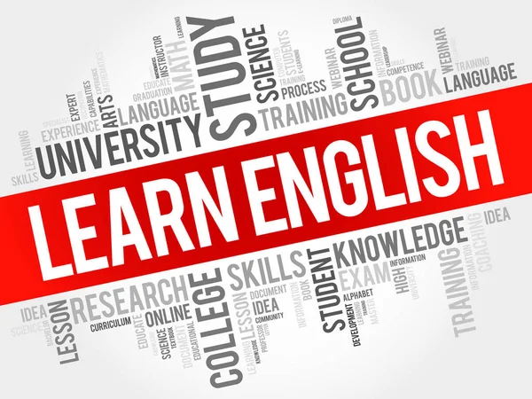 Aprender Inglés Word Cloud Education Concept Background — Archivo Imágenes Vectoriales