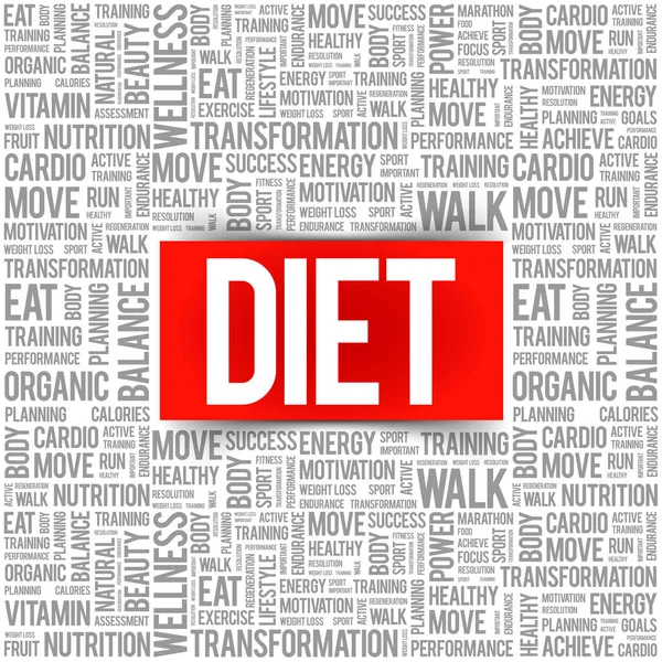 Diet Word Nuage Collage Santé Concept Arrière Plan — Image vectorielle