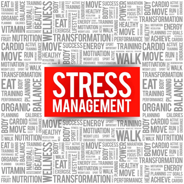 Stress Management Word Cloud Health Concept — Stock Vector