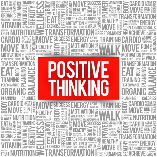 Positive Thinking Word Cloud Collage Health Concept Background — Stock Vector