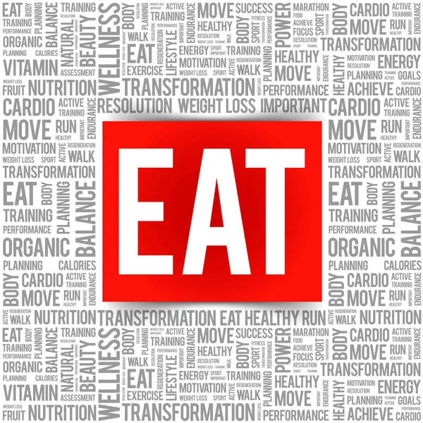 Eat Слово Хмара Фітнес Спорт Концепція Здоров — стоковий вектор