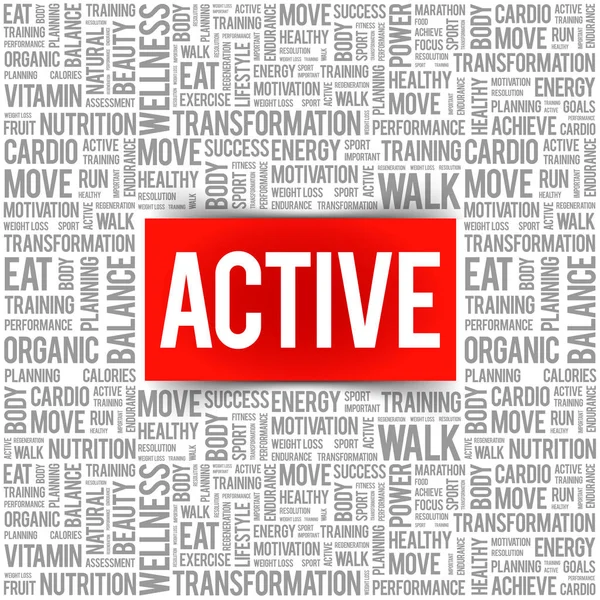 Aktive Wortwolke Fitness Sport Gesundheitskonzept — Stockvektor
