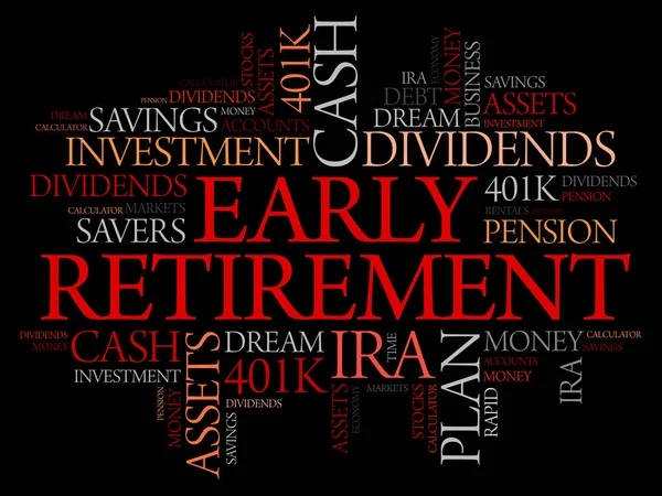 Early Retirement Word Cloud Collage Great Terms Investments Budget Finance — Stock Vector