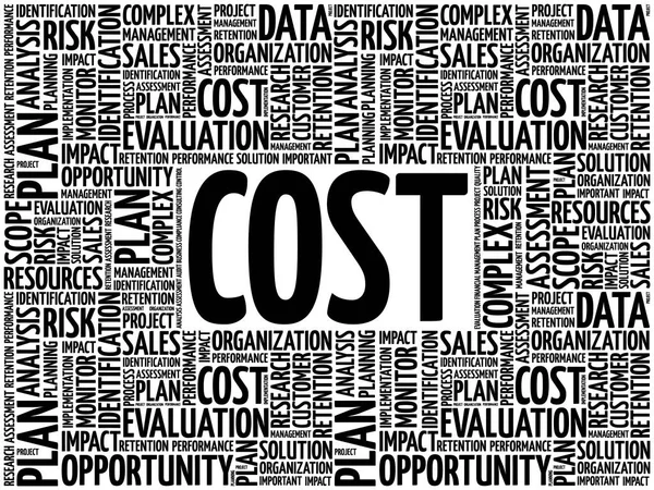 Cost Slovo Cloud Koláž Obchodní Koncept Pozadí — Stockový vektor