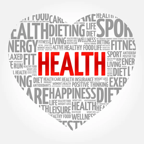 Gesundheit Herzwortwolke Fitness Sport Gesundheitskonzept — Stockvektor