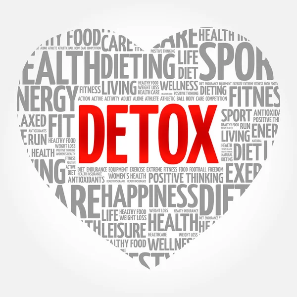 Detoks kalp kelime bulutu, fitness, spor, sağlık kavramı