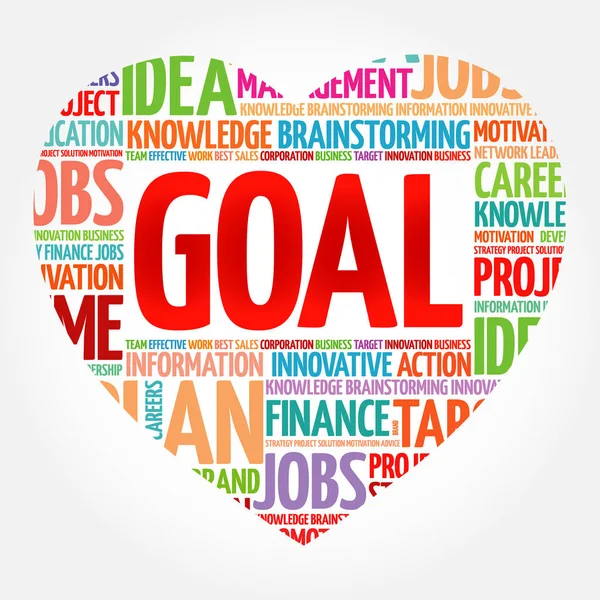 Goal Heart Word Collage Business Concept Background — стоковый вектор