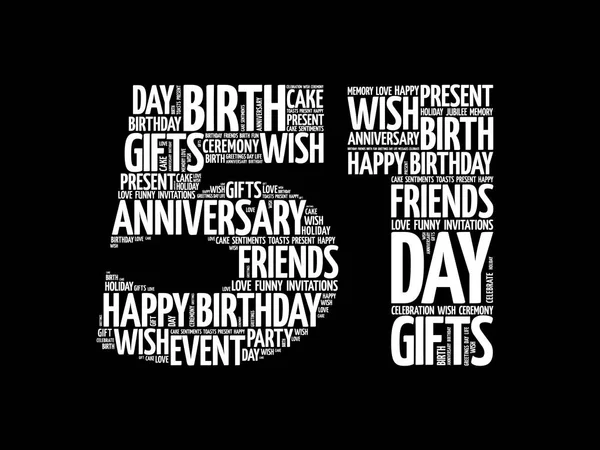 Mutlu 51 doğum günü kelime bulutu kavramı kolaj