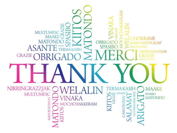 Thank You Word Cloud Background All Languages Multilingual Education Thanksgiving — Stock Vector