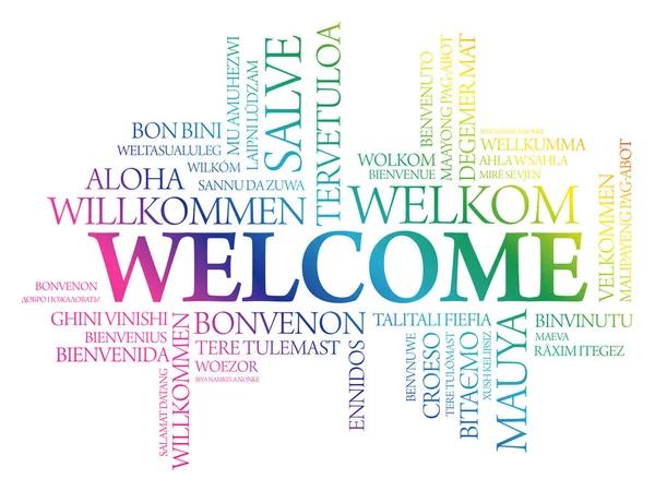 Welcome Word Cloud Different Languages Concept Background — Stock Vector