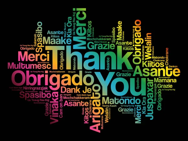 Thank You Word Cloud Background All Languages Multilingual Education Thanksgiving — Stock Vector