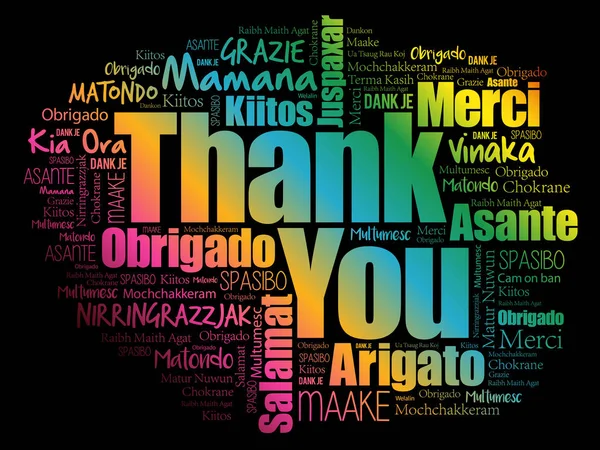 Merci Word Cloud Fond Toutes Les Langues Multilingue Pour Éducation — Image vectorielle