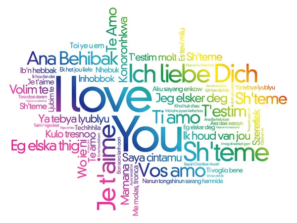 Love Words Love You All Languages World Word Cloud Background — Stock Vector