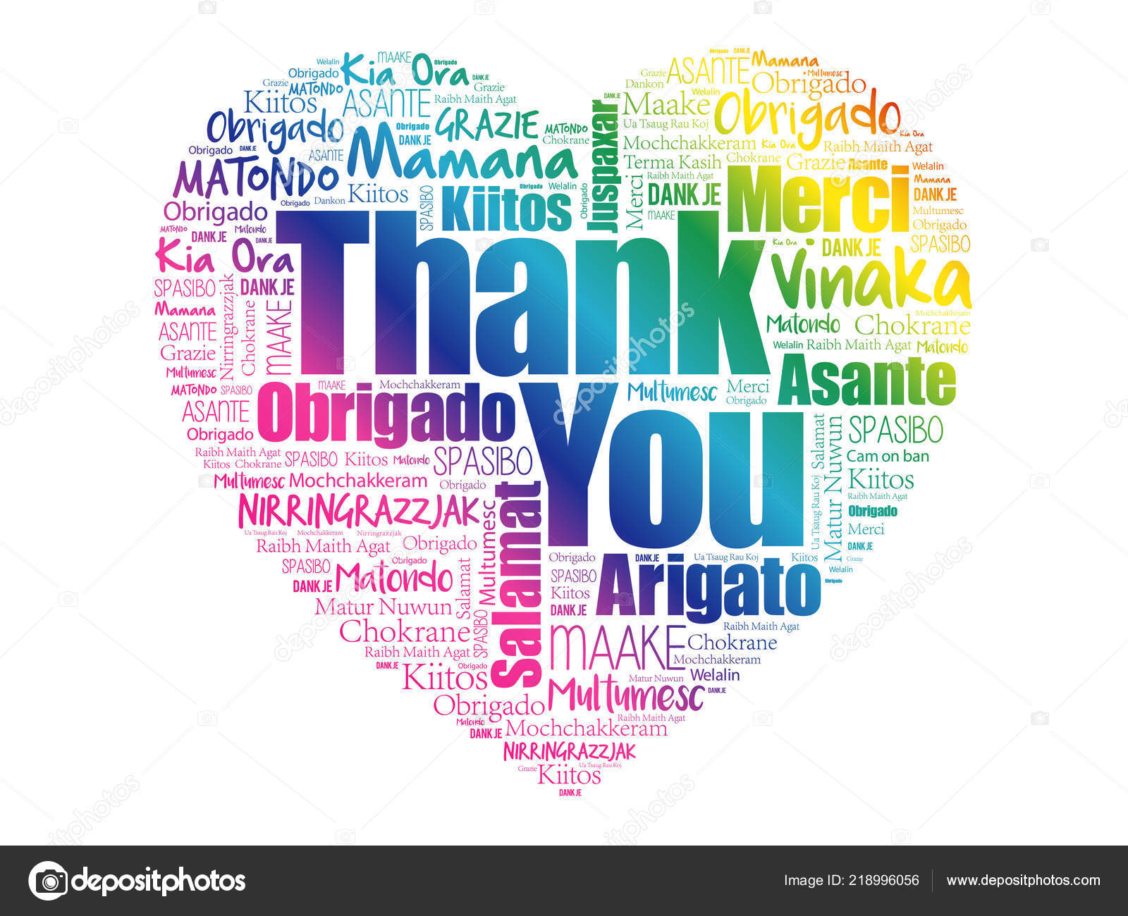Thank You Love Heart Word Cloud Different Languages Concept Background ...