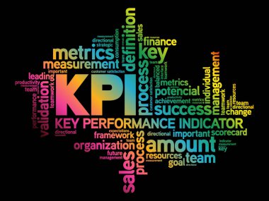 KPI - anahtar performans göstergesi kelime bulutu kolaj, iş kavramı arka plan
