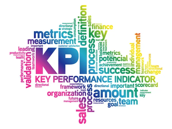 Kpi Key Performance Indicator Collage Palabra Nube Fondo Concepto Negocio — Vector de stock