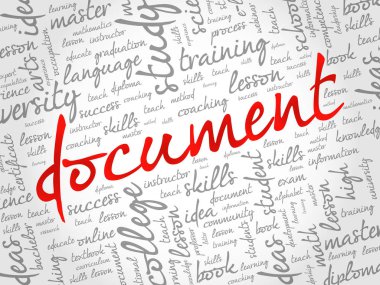 Belgeyi word bulut kolaj, eğitim kavramı arka plan