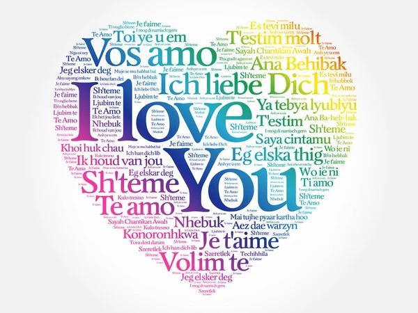 Love Words Love You All Languages World Word Cloud Background — Stock Vector