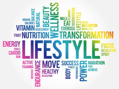 LIFESTYLE kelime bulut, fitness, spor, sağlık konsepti