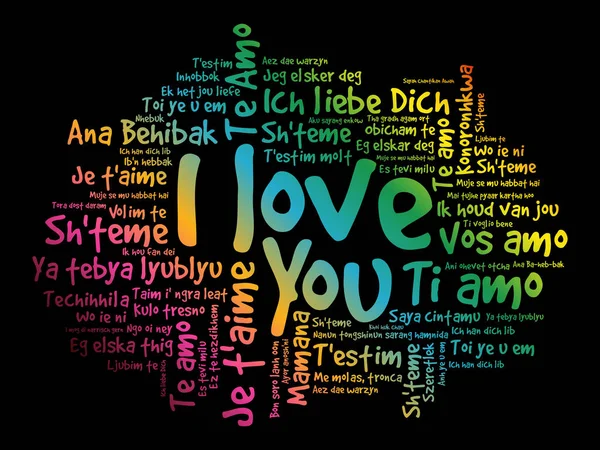 愛の言葉 私はあなたを愛している 世界のすべての言語で 単語の雲の背景 — ストックベクタ
