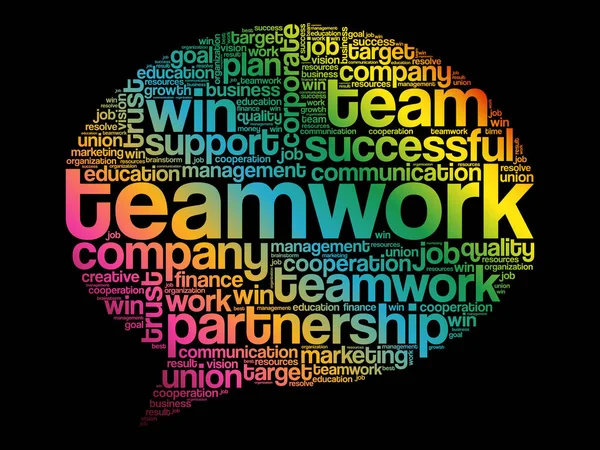 Teamwork Pikirkan Bubble Word Cloud Konsep Bisnis - Stok Vektor