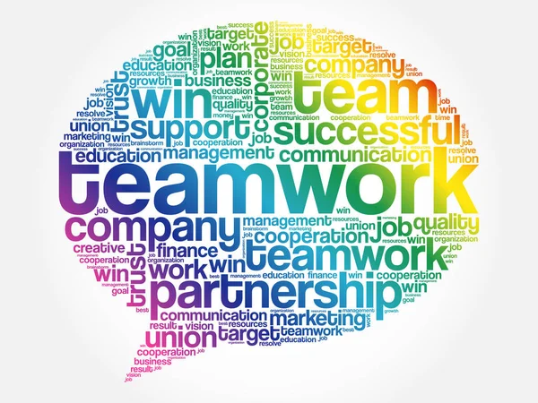 Teamwork Think Bubble Word Cloud Business Concept — Stock Vector