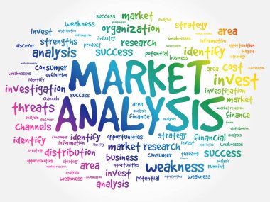 Pazar Analizi kelime bulut kolajı, iş konsepti