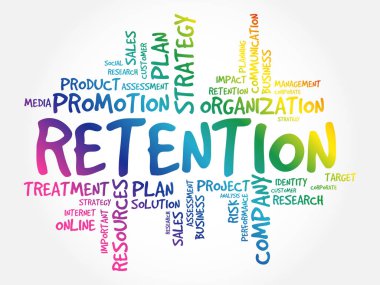 RETENTION sözcüğü bulut kolajı, iş kavramı geçmişi