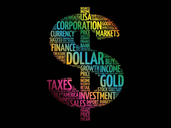 Word Cloud Dollartecken Affärsidé — Stock vektor