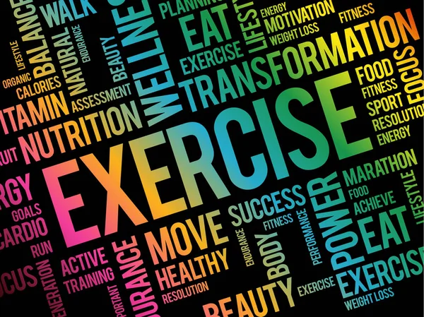 Egzersiz Kelimesi Bulut Fitness Spor Sağlık Kavramı — Stok Vektör