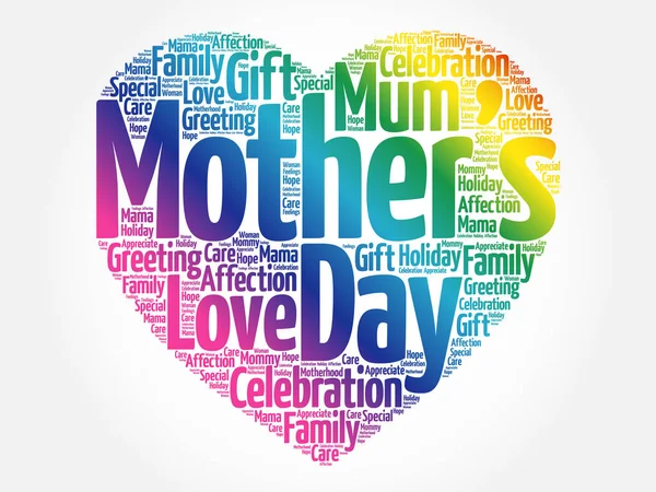 Mother Day Heart Word Cloud Collage Concept Background — стоковый вектор