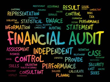 Mali Denetim kelimesi bulut kolajı, iş konsepti geçmişi