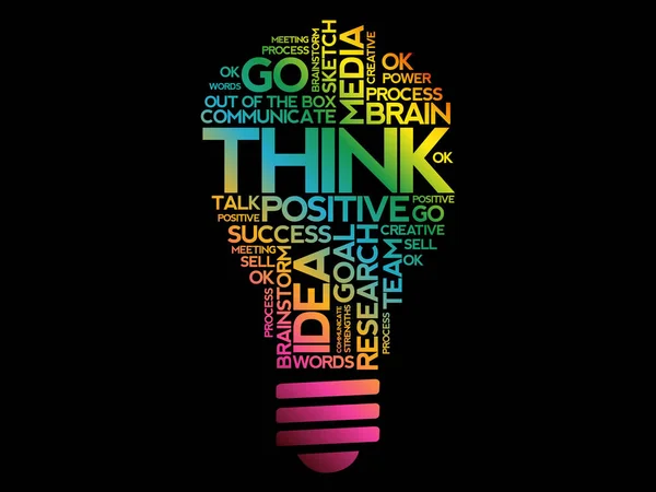 Think Bulb Word Cloud Collage Business Concept Hintergrund — Stockvektor