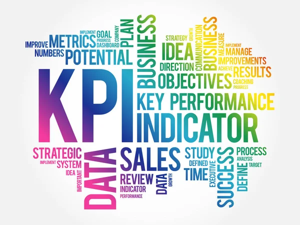 Kpi Indicateur Performance Clé Cloud Concept Entreprise — Image vectorielle