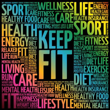 Uygun kelime bulut kolajı, sağlık konsepti geçmişi