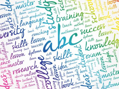 ABC kelime bulut kolajı, eğitim konsepti geçmişi