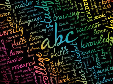 ABC kelime bulut kolajı, eğitim konsepti geçmişi