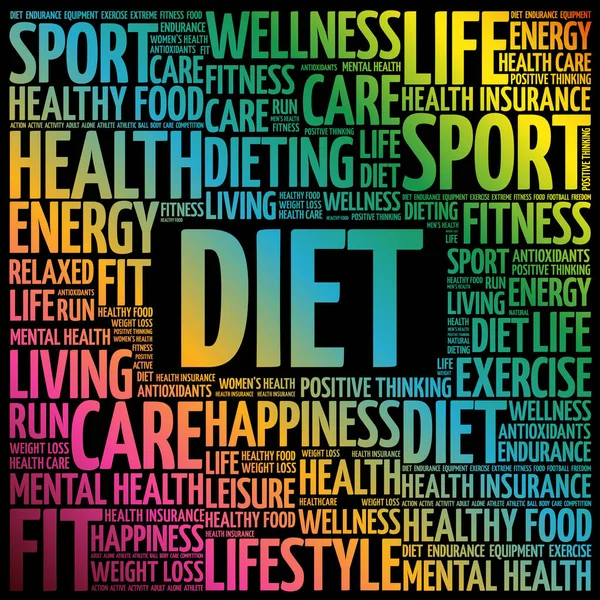 Diet Word Nuage Collage Santé Concept Arrière Plan — Image vectorielle
